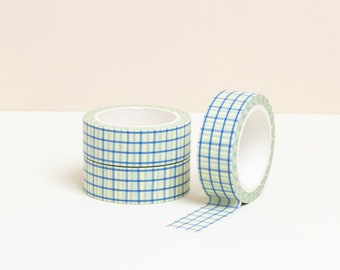 Bright Blue Gingham washi tape, Masking tape, 15 mm washi tape, Bullet journal, Cute washi tape, Basic washi tape, Blue washi tape, Journal