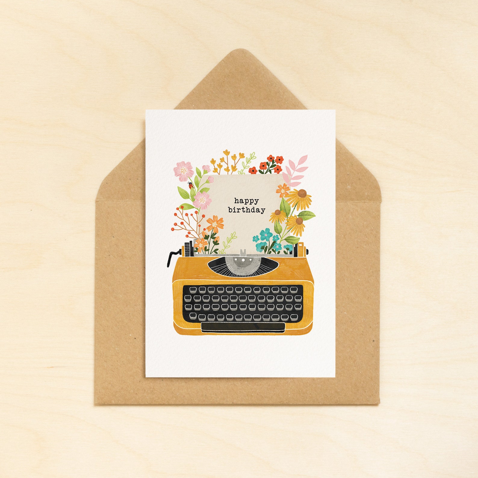 Birthday Card Vintage Typewriter Greeting Gardening Etsy
