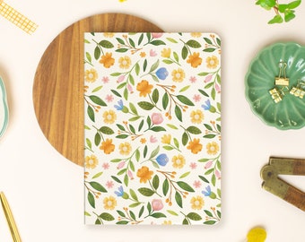 Cuaderno floral A5, Diario punteado, Cuaderno de diario, Cuaderno rayado, Diario A5, Cuaderno botánico, Cuaderno escolar, Diario de viñetas florales