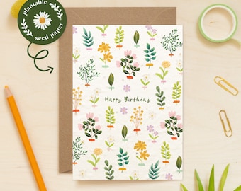 Plantable Flower Seed Paper Cards, Birthday Card, Congratulations, Seed Card, Greeting, Gardening, Eco-friendly, Biodegradable, Wildflowers