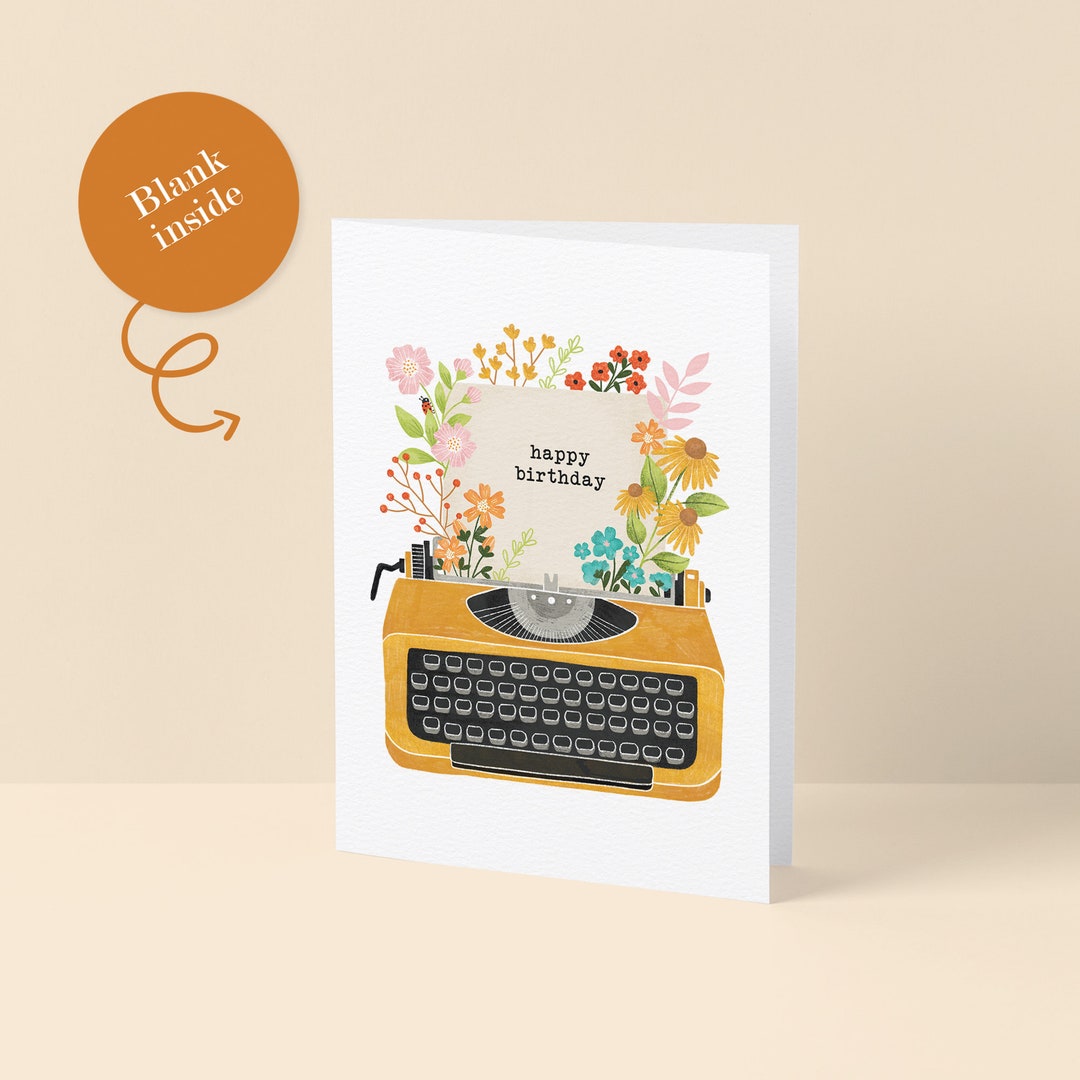 Birthday Card Vintage Typewriter Greeting Gardening Etsy UK