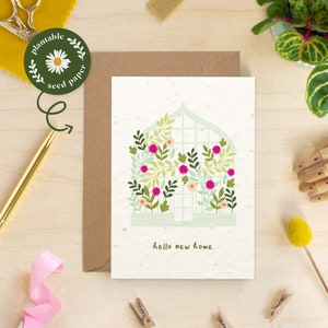 Plantable New Home Seed Paper Card, Seed Card, Housewarming Gardening, Eco-friendly, Biodegradable, Wildflowers, New Home Card, Flower card