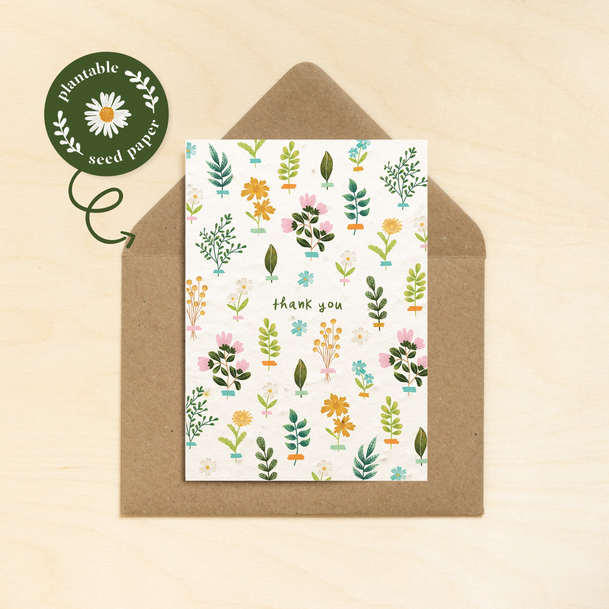 Plantable Thank you Seed Paper Cards Seed Card Greeting Etsy