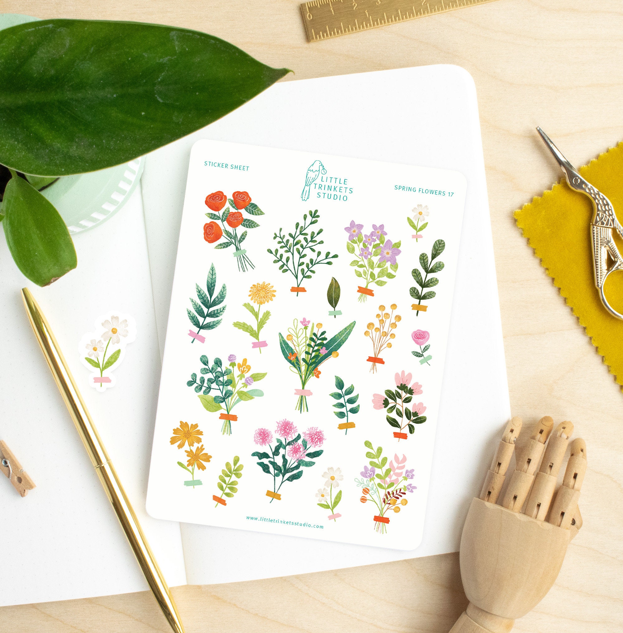 Floral Blooms Sticker Sheet, Bullet Journal Stickers, Scrapbooking, Weekly Planner