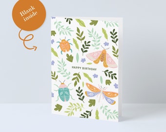 Wildblumen Geburtstagskarte, umweltfreundliche botanische Kunst