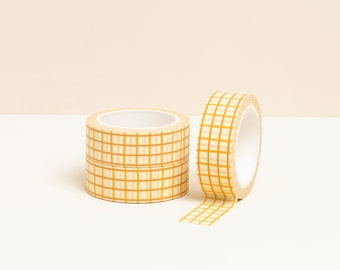 Bright Orange Gingham washi tape, Masking tape, 15 mm washi tape, Bullet journal, Cute washi tape, Basic washi tape, Orange washi tape