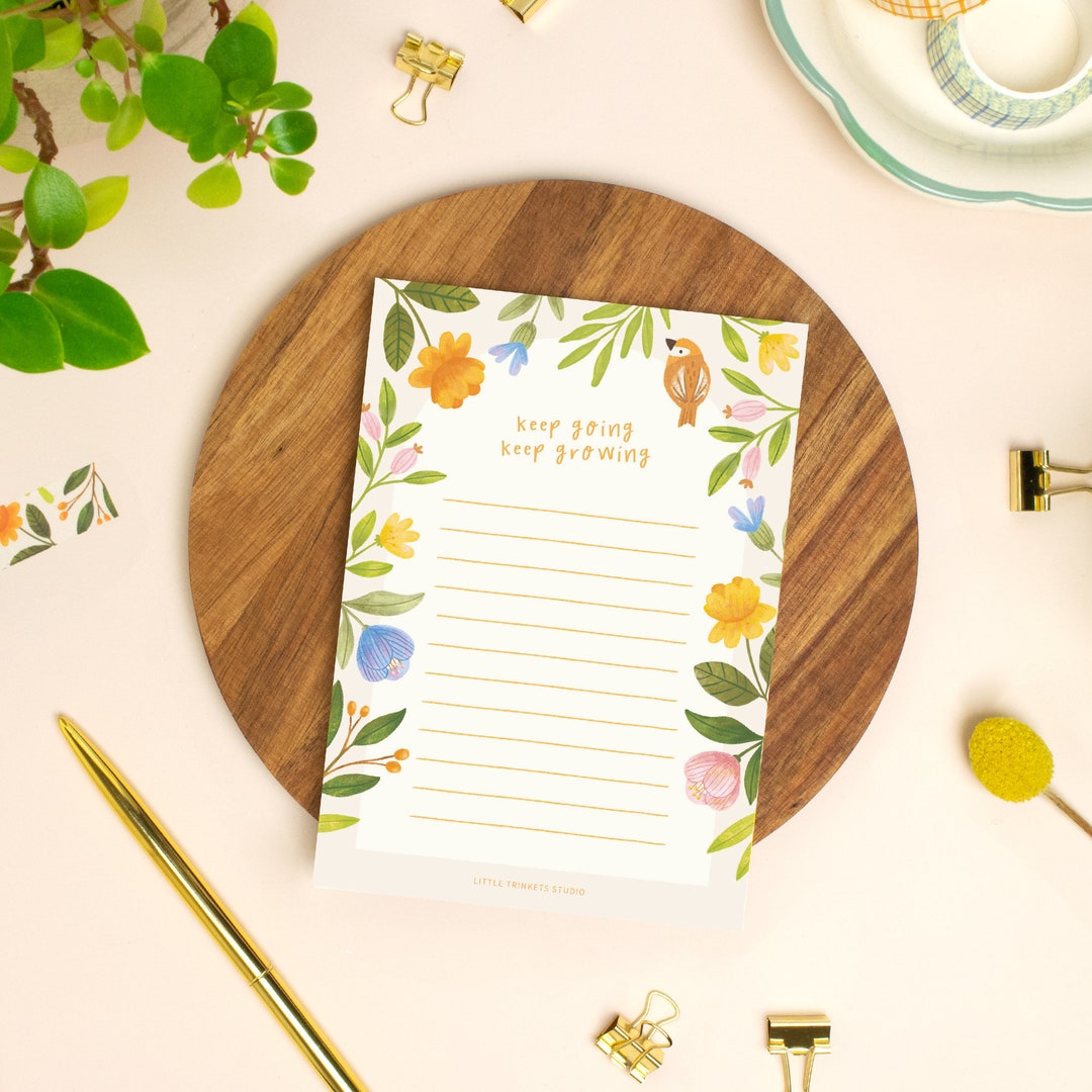 Floral Notepad A6, To-do List Notepad, 50 Tear-off Sheets, Desk Planner ...