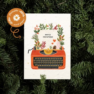 Tarjeta navideña plantable, papel con semillas de flores, tarjeta navideña, tarjeta con semillas, saludo, Papá Noel, ecológica, biodegradable, flores silvestres, invierno