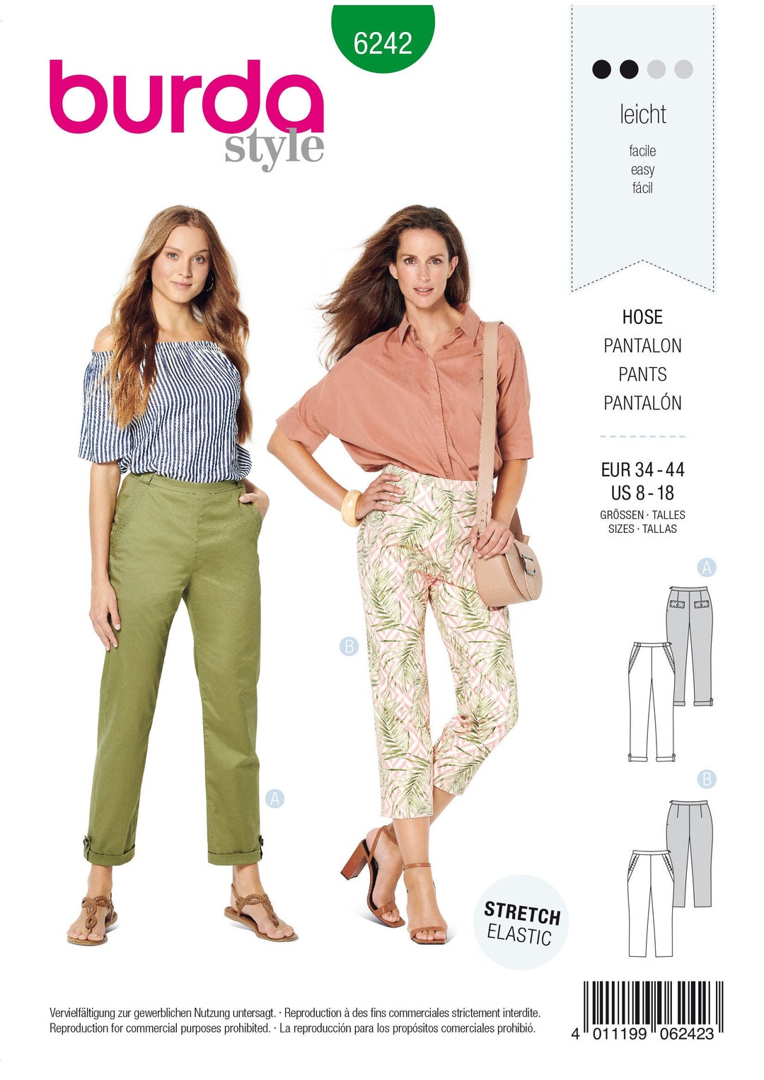 Burda Sewing Pattern 6242 Pants Size 44-54 Women - Etsy