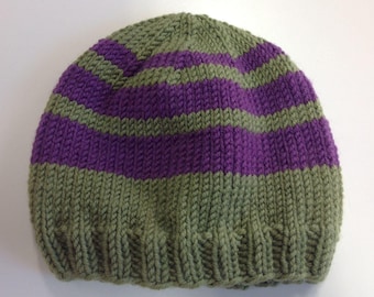 Baby Beanie Hat NewBorn WorldSaver Purple Green