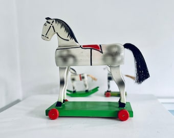 Wooden horse on wheels Original Odenwälder Gäulchen 34 cm height Vintage horse Christmas wooden horse