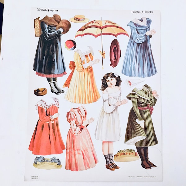 Anziehpuppe Paperdoll Papierbogen Puppe Dressable dolls Poupees a habiller  Ankleide-Puppen Bastelbogen Printed in Germany J.F.Schreiber