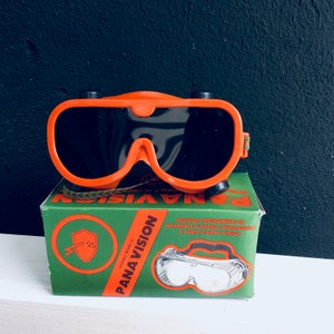 Schweißerbrille Vintage Pana vision 70er Jahre Retro orange grün Originalverpackung Fasching Karneval