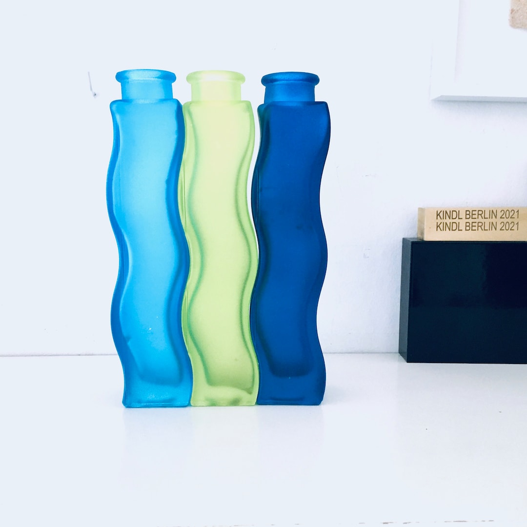 3 Vases Ikea Skämt Wave Vases 90s Flower Vase Vintage Blue Etsy