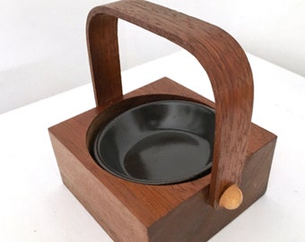 Aschenbecher  Teak-Optik Keramik  60er Jahre  Retro Raucher Party Mid Century Rockabilly Sixties