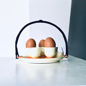 Egg cup set Wächtersbach tray yellow orange ceramic egg eggs Easter ceramic vintage mid century 50-60s