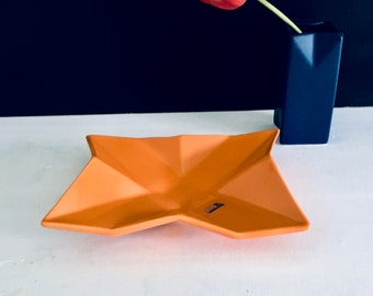 Schale ASA orange Vintage 80er Jahre space Age Teller Origami Obstteller