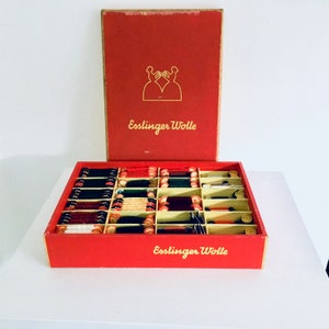 Sale! Karton Stopfgarn Esslinger Wolle Vintage,50er Jahre Mid Century Rockabilly   Requisite Stopfkärtchen Originalkarton