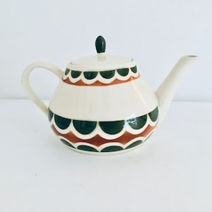 Top teapot Bunzlau top vintage white green wine red 50-60s mid century rockabilly flea market coffee pot