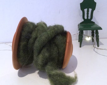 Vintage! Wood Coil Felt Ribbon Decoration Coil Yarn Roll Green Brown Sewing Dresses Gift Ribbon DIY Cord