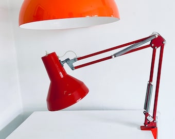 Lampe d'architecte Suède Pileprodukter années 70 lampe de bureau lampe de bureau loft Bauhaus lampe de table bureau rouge