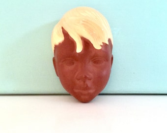 Wall Mask Vintage Head Boy Blonde Brown 50s 60s Mid-Century Rockabilly Fifties Space Age