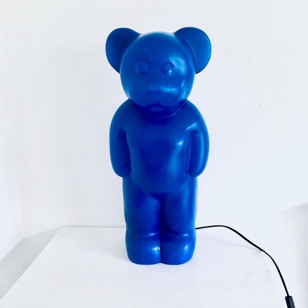 Lumibär  Flötotto   Bärenlampe blau 90er Jahre Teddy Bär Lampe Design 58 cm Lumibear Elmar Pop Art Memphis