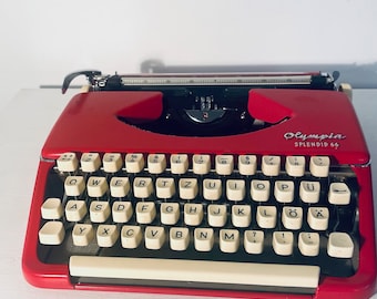 Space Age Schreibmaschine Olympia Splendid 66 Kult Reiseschreibmaschine Typewriter Vintage 70er Jahre rot