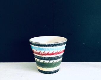 Flower pot VEB Strehla vintage flower pot plant pot Rockabilly Mid-Century 50-60s colorfully marked