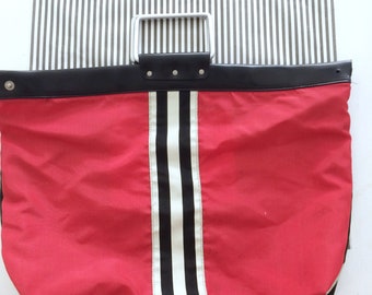 Bag Esprit 60s Vintage Handbag Beach Bag Stripes Red Black White Maritime Memphis Pop Art