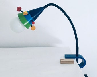 Memphis Haba Lampe Vintage Konfetti  rot weiß blau Schreibtischlampe Postmodern Tischlampe  Nachttischlampe Kinderlampe 90er Jahre bunt