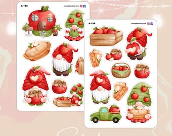 Apple gnome stickers, set of 2 sheets