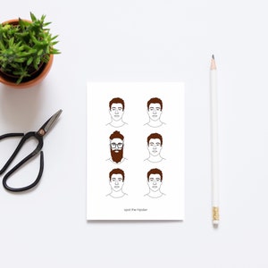 Spot The Hipster - France Carte de vœux Carte d’anniversaire Drôle de carte Hipster - France Barbe