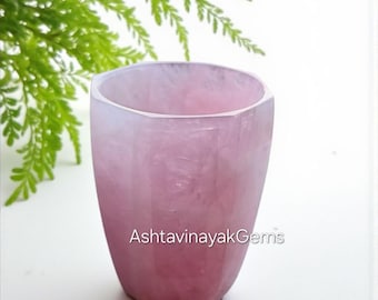 Handgeschnitztes Rosenquarzglas, Edelsteinglas, Wohnkultur