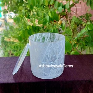 Quartz Crystal Jar with Lid: Unique Home Decor