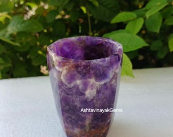 Hand Carved Amethyst Glass, Gemstone glass, Home Decor