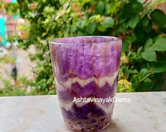 Hand Carved Amethyst Glass, Gemstone Glass,  Home Decor