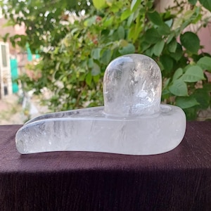 Natural Quartz Crystal Shivling, Gemstone Shiva Linga, Sphatik Shivling, Crystal Shivling For Pooja Purpose, Spiritual Decor Shivling