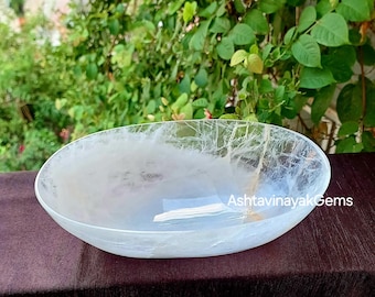 Cuenco de cristal de cuarzo: pieza central de piedra preciosa de 18 cm