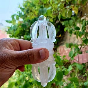 Rock Crystal Dorje | Vajra, Gemstone Vajra for Energy Work, Housewarming Gift, Hand Carved Dorje, Vajra, Home Decor, Christmas Gifts