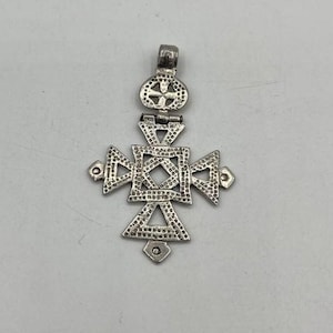 Ethiopian Cross Pendant Necklace - Silver Plated Brass Chain, Cultural Jewelry Gift - View #9