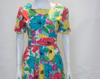 A Vintage 1950s Floral Cotton Summer Dress