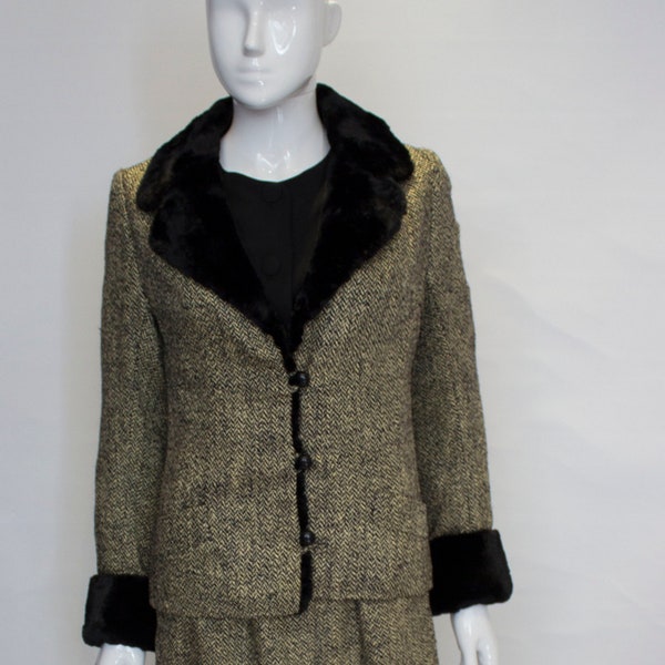 A Vintage 1960s Hartnell wool Dress and Jacket suit