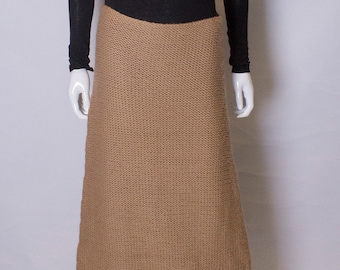 A Vintage 1990s brown wool knitted long skirt by Alberta Ferretti