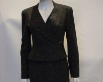 A Vintage 1990s charcoal grey Chanel Cashmere Suit
