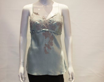 A Vintage 1980s Silk Cami Top with Lace Detail