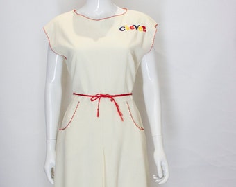 A Vintage 'Clever' 1950s cream and red Novelty Dress