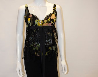 A Vintage Valentino floral and lace Silk Cami evening Top