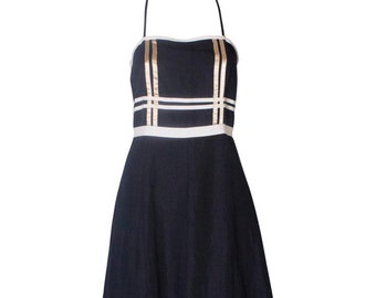 A Vintage navy nautical style cotton day dress by Valentino