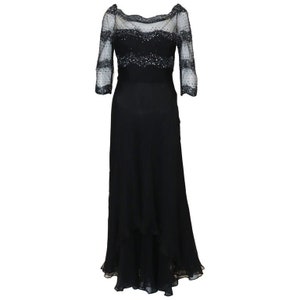 A Vintage 1970s Odiccini Couture Silk, Sequi and Beaded Evening Gown